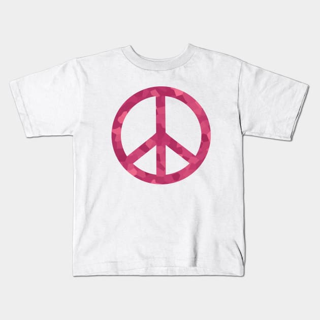 Peace Sign Raspberry Sorbet Kids T-Shirt by SartorisArt1